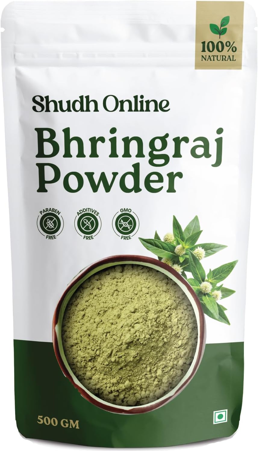 Organic Bhringraj Powder for Hair Growth, Skin and Eating (500 Grams) - 100% natural, Eclipta alba, Bringraj Powder, Bhringrajasava, Bringaraja