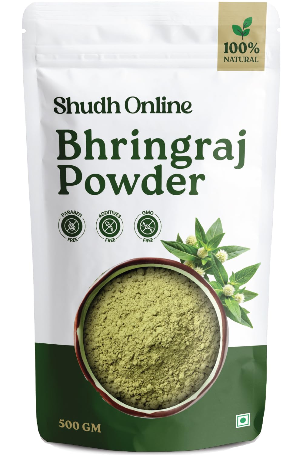 Organic Bhringraj Powder for Hair Growth, Skin and Eating (500 Grams) - 100% natural, Eclipta alba, Bringraj Powder, Bhringrajasava, Bringaraja