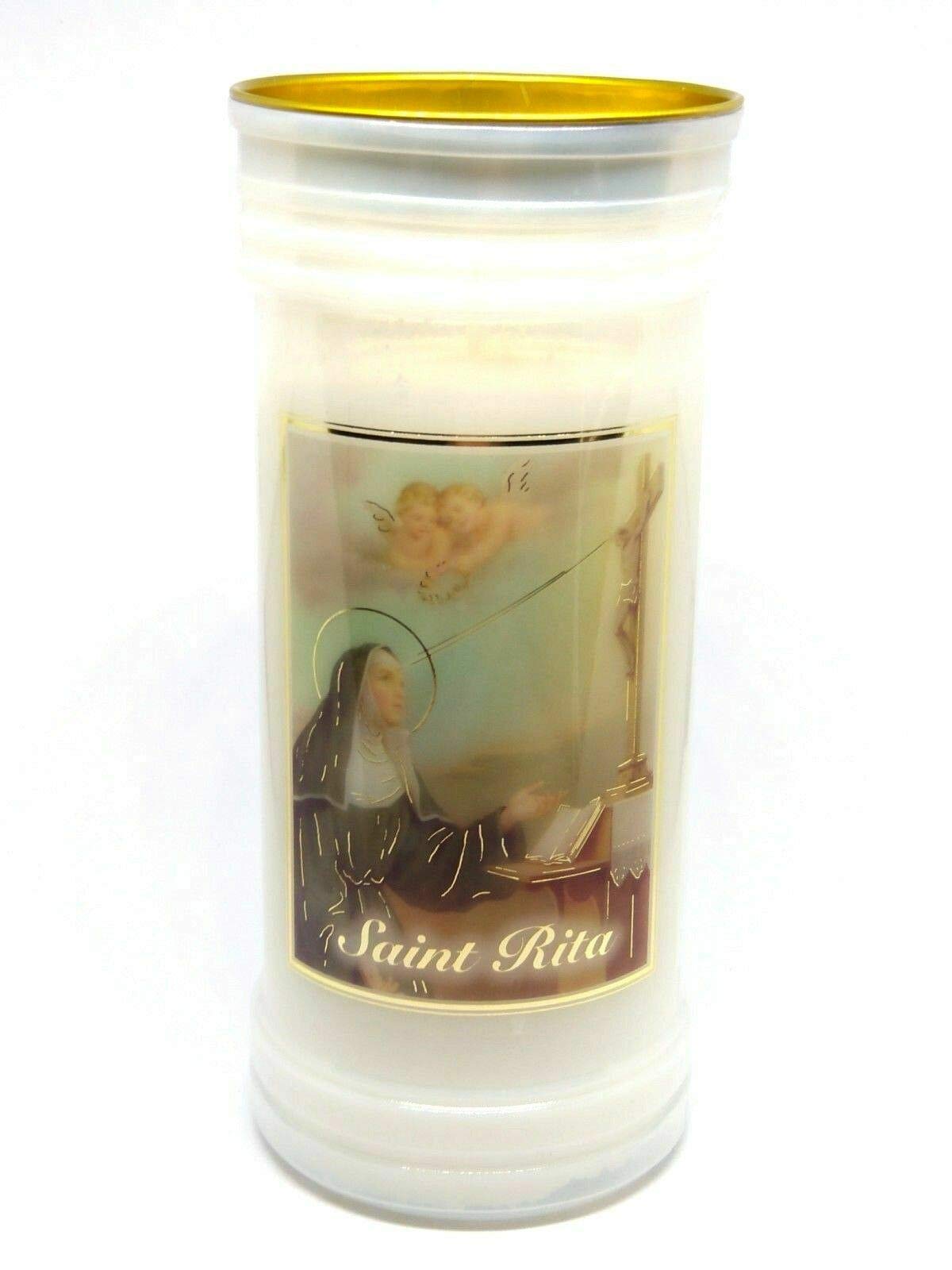 Prayer to St. Rita 72 Hour Burn Candle Saint Catholic 15cm White