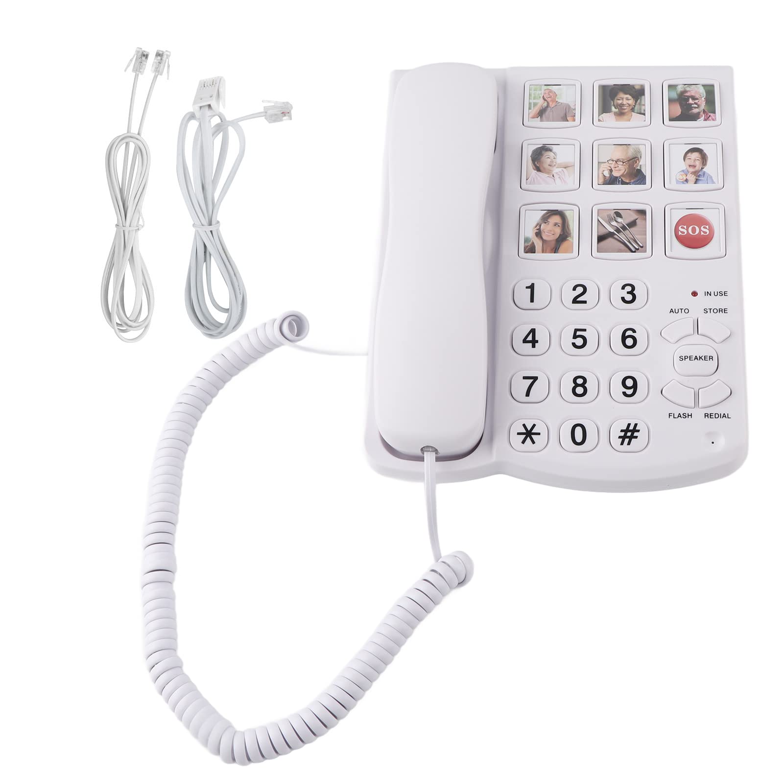 Landline Phone, LD?858HF Big Button Telephone Amplified Photo Memory Corded Landline Home Phone for Seniors Elderly
