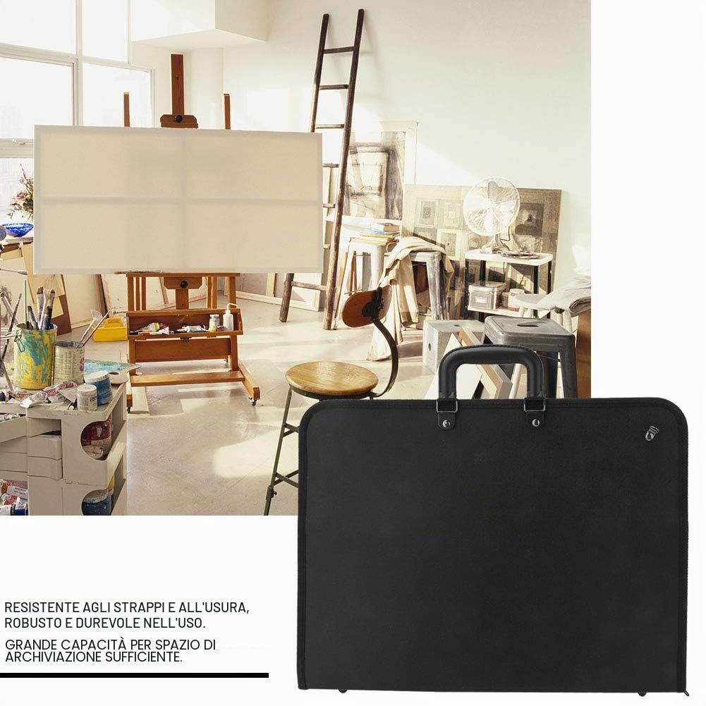 Wakects Borsa Portafogli per Cartone da Pittura A3, Multifunzionale in Tela e PVC, per Tavolo da Disegno e Schizzo