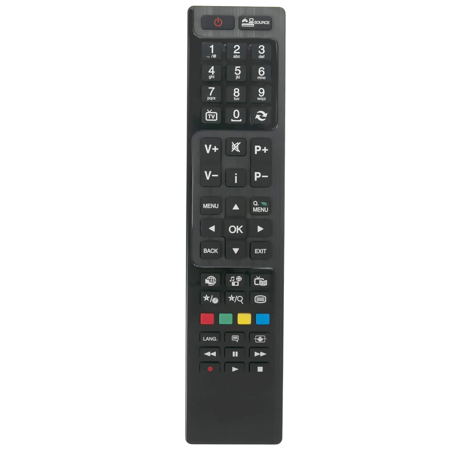 ഫ്രണ്ട് view of the VINABTY RC4846 remote control, showing all buttons and their labels.