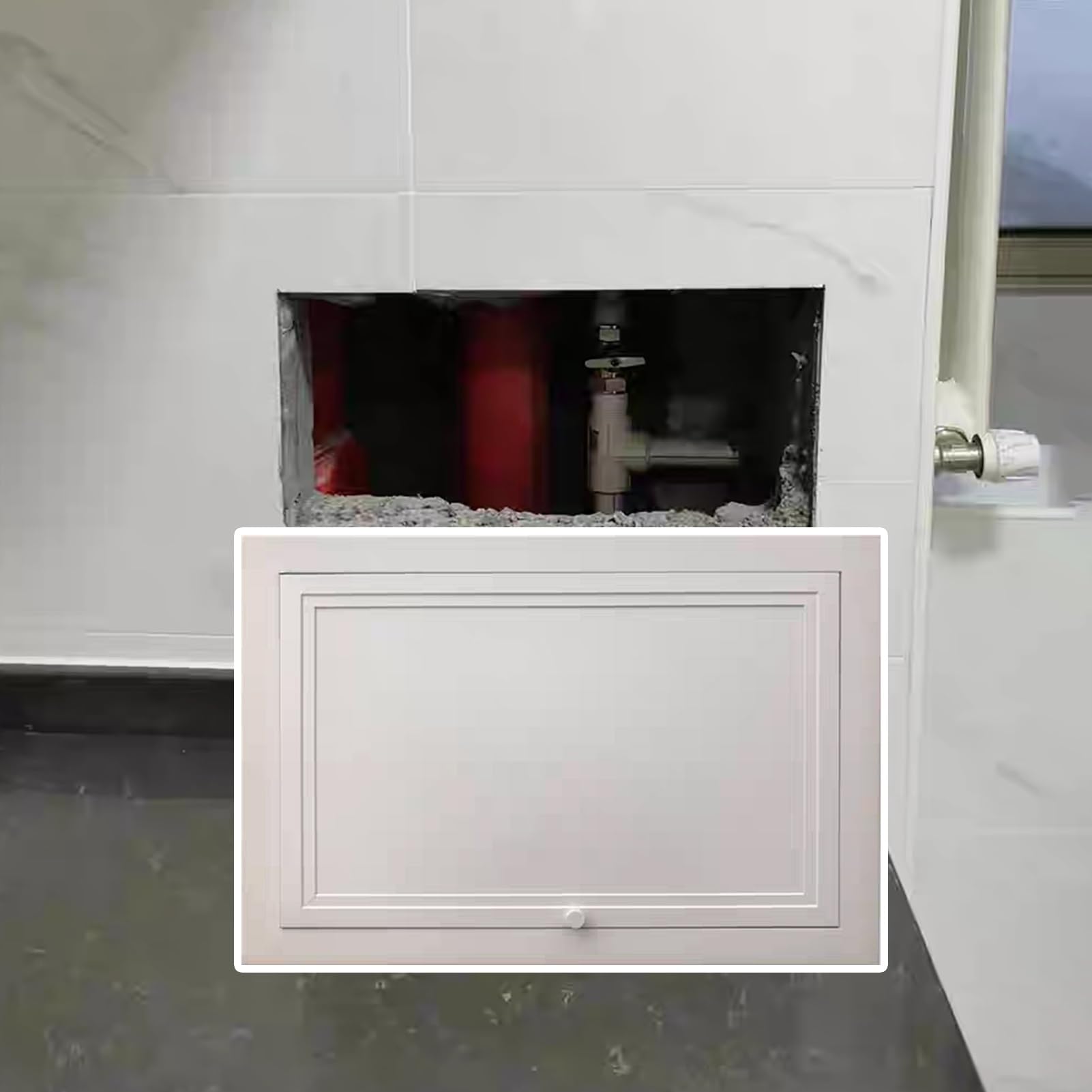Sydvoxt Water Valves/Duct Systems Access Door Panel, Aluminum Frame Inspection Doors with Galvanized Panel, Bathroom/Kitchen Servicing Hatch Latch(12x22in(30x55cm))