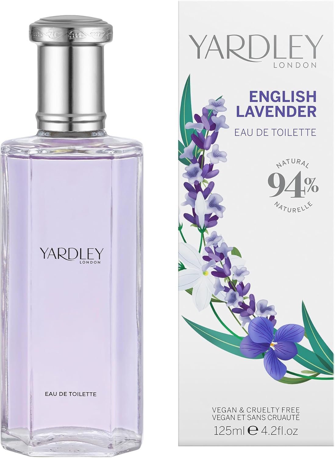 Yardley London English Lavender Eau de Toilette, Floral Womens Perfume with Notes of Bergamot and Sage, Floral Lavender Perfume for Women 125ml