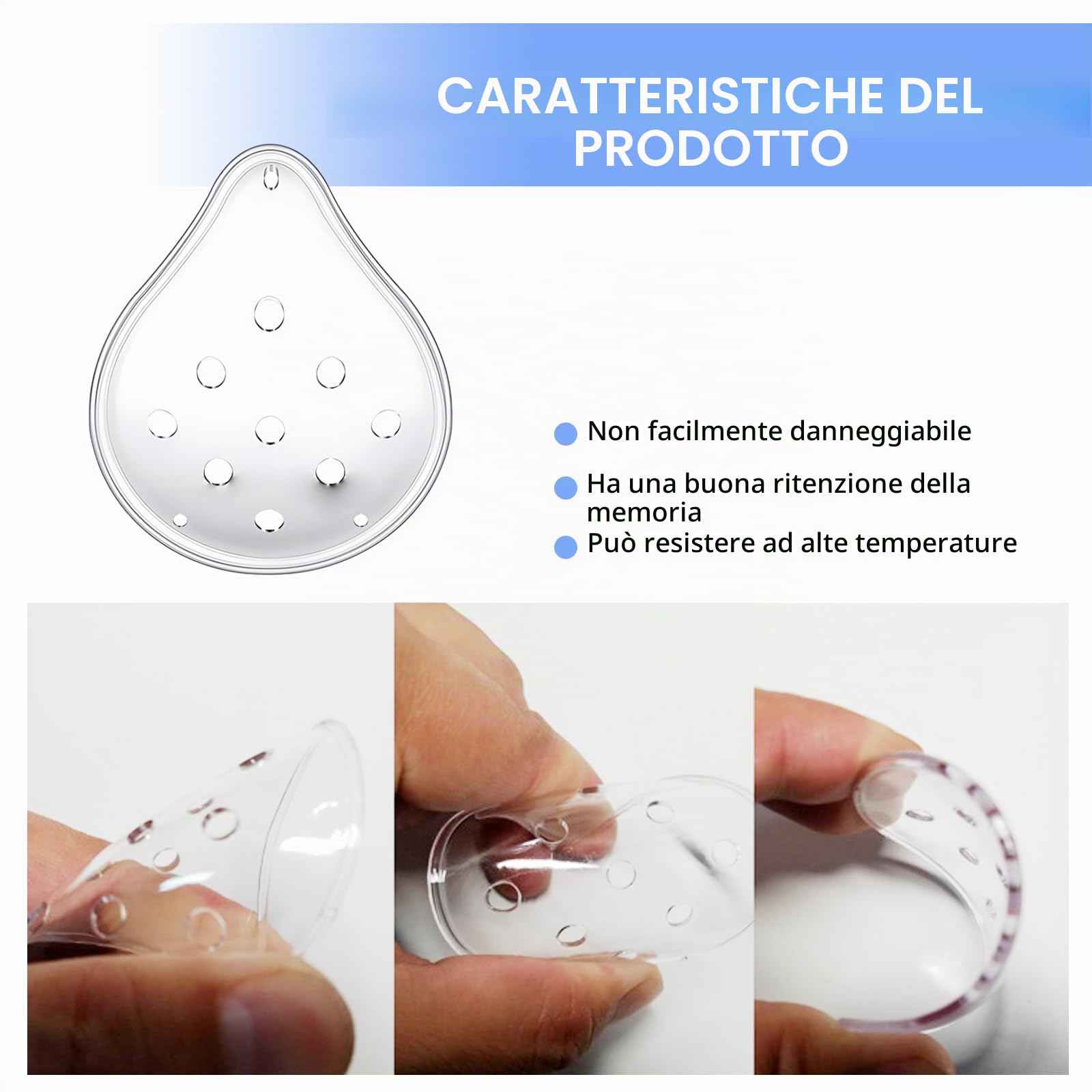 6 Pezzi Maschera oculare trasparente, Protezione per Gli Occhi Porosa in Plastica con Corda Regolabile, Traspirante Protezione Oculare
