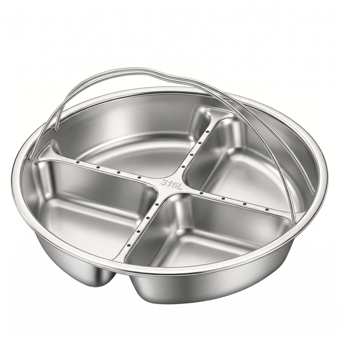 Platos divididos de acero inoxidable redondos para un control de porciones saludable