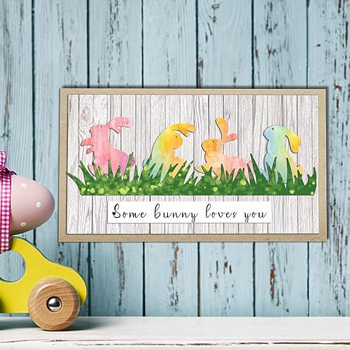 Miniatura 9 de Hying Huevos de Pascua, conejos de corte de metal y decoraciones de álbum de fotos, feliz conejo de Pascua, troqueles de cesta de primavera,