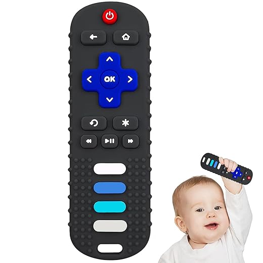 YAPROMO Baby Silicone Teether Toy - Remote Control Shaped for Toddlers 6-18 Months, TV Remote Teething Toy, BPA-Free, Safe for Infants & Babies