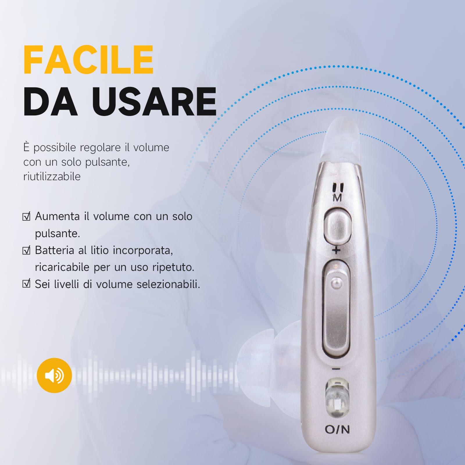 Dispositivo ricaricabile Eovuox, batteria a lunga durata, qualità audio ad alta definizione, funzione di riduzione del rumore