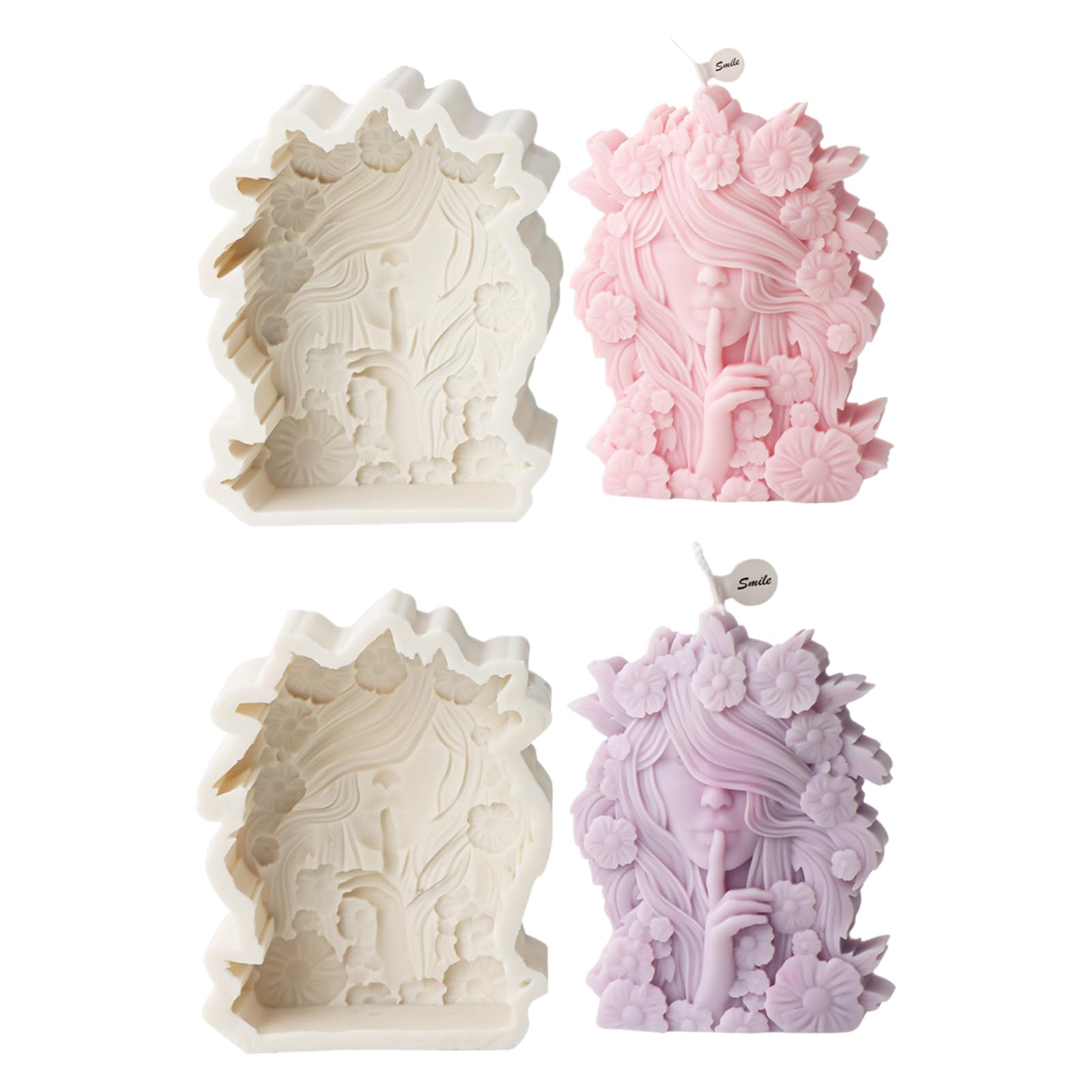 Precioso molde de silicona con forma de niña de las flores, S | Decoraciones de velas únicas, forma de vela suave y flexible para proyectos, forma llamativa en forma de