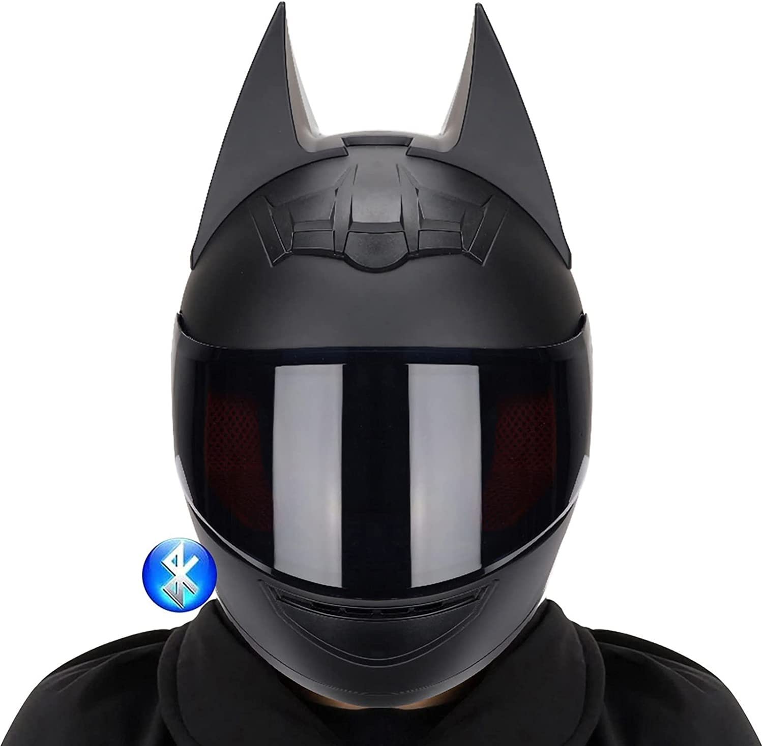 Bluetooth Offroad Moto Casco Integrale per Uomini e Donne, Casco Moto Integrale Certificato DOT/ECE, Casco Moto da Corsa Moto Elettrico Leggero C,Large