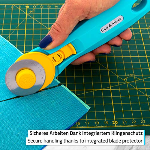Rollschneider Guss & Mason Set mit 3 Ersatzklingen für Stoffe