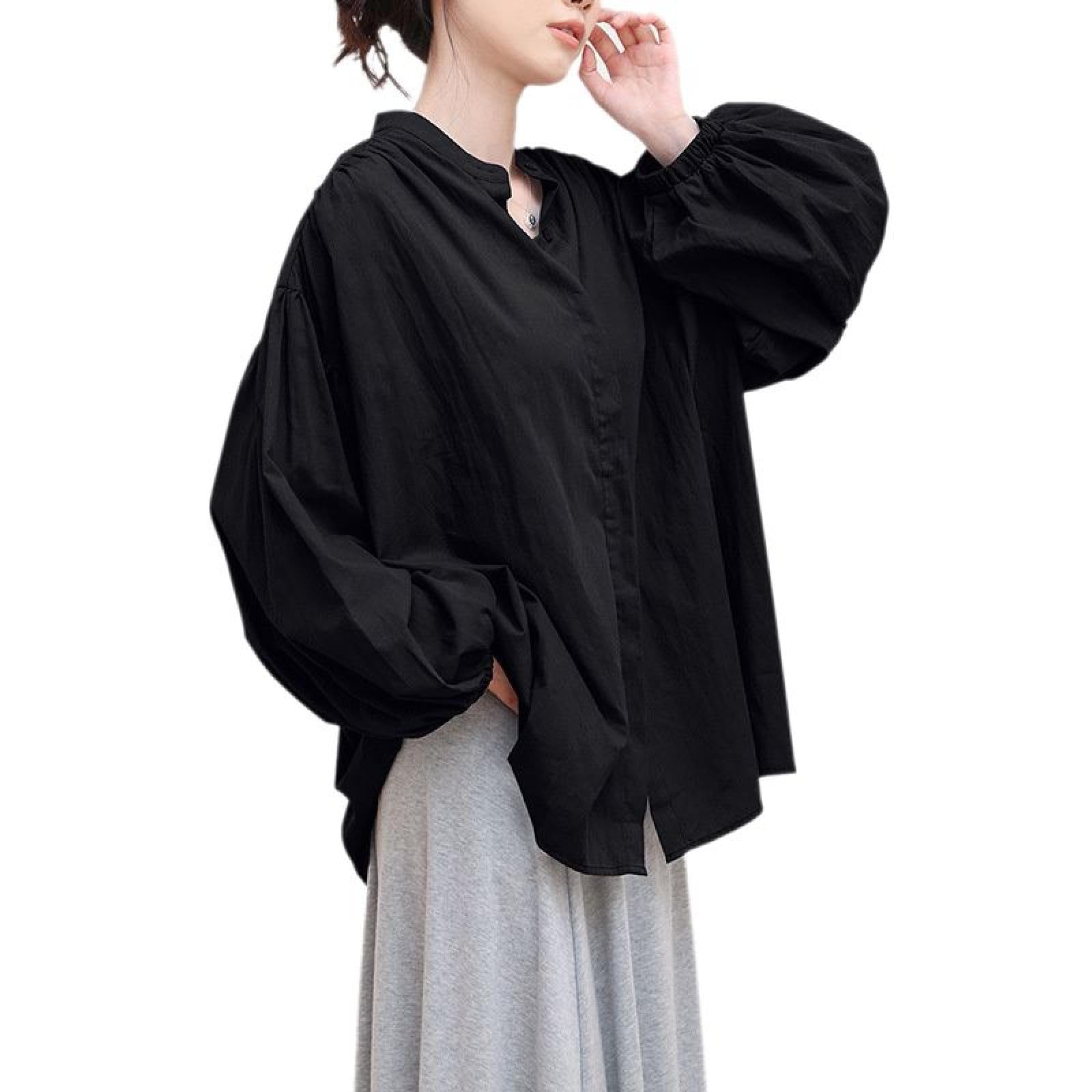 L'Appartement ブラック バルーンスリーブ 長袖シャツ フリーサイズ L'Appartement ブラック バルーンスリーブ 長袖シャツ