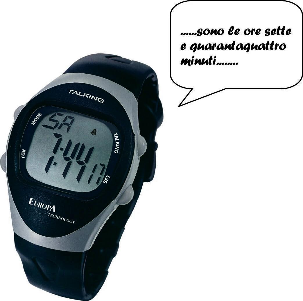 Orologio parlante Talking da UOMO per non vedenti, per anziani, per ipovedenti o ciechi in lingua Italiana con sveglia calendario cronometro