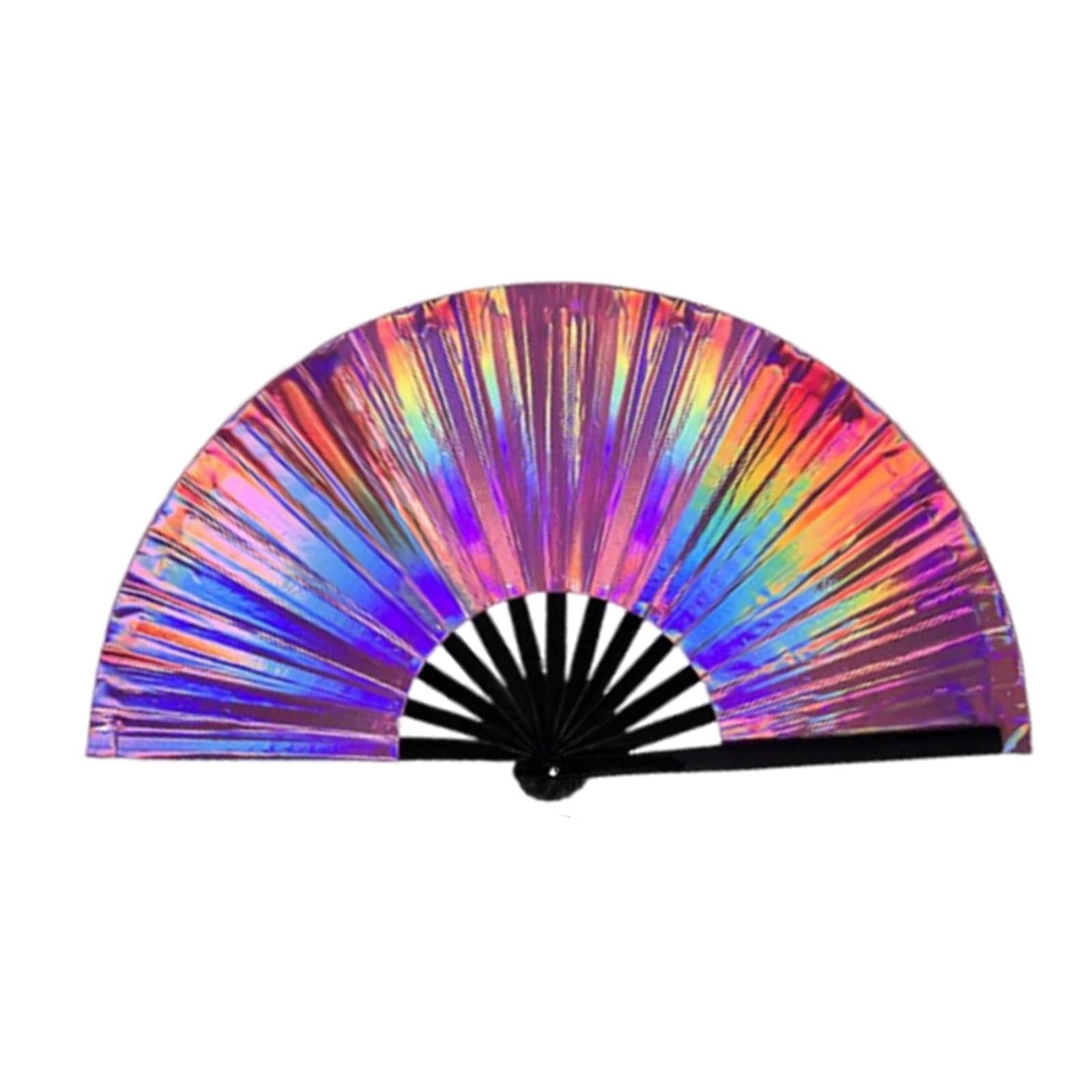 Xmiral Dance Enthusiasts Lined Boots On The Ground Fan Large Folding Hand Fan Clap Fans for Line Dancing Foldable Craft Holding Colors Hand Fan for Line Dancing (G, One Size)