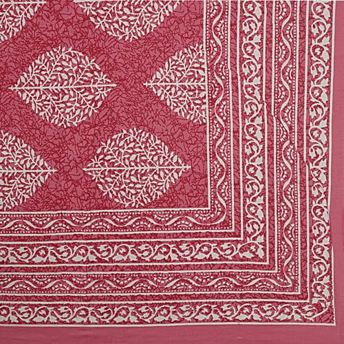 Image of JAIPUR PRINTS 100% Cotton Rajasthani Jaipuri Traditional Floral King Size Double Bedsheet with 2 Pillow Covers - Multicolor, 180-200 tc (Multicolor, Double)