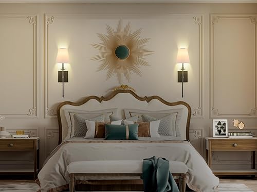 Miniatura 7 de Juego de dos apliques de pared con control remoto, atenuación del 10% al 100% y colores ajustables 2700K-6500K, lámparas de pared cableadas con