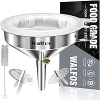 Vista 11 de Embudo de acero inoxidable, embudo de cocina Walfos con 2 coladores extraíbles y 1 cepillo de limpieza, perfecto para transferir líquidos, aceites