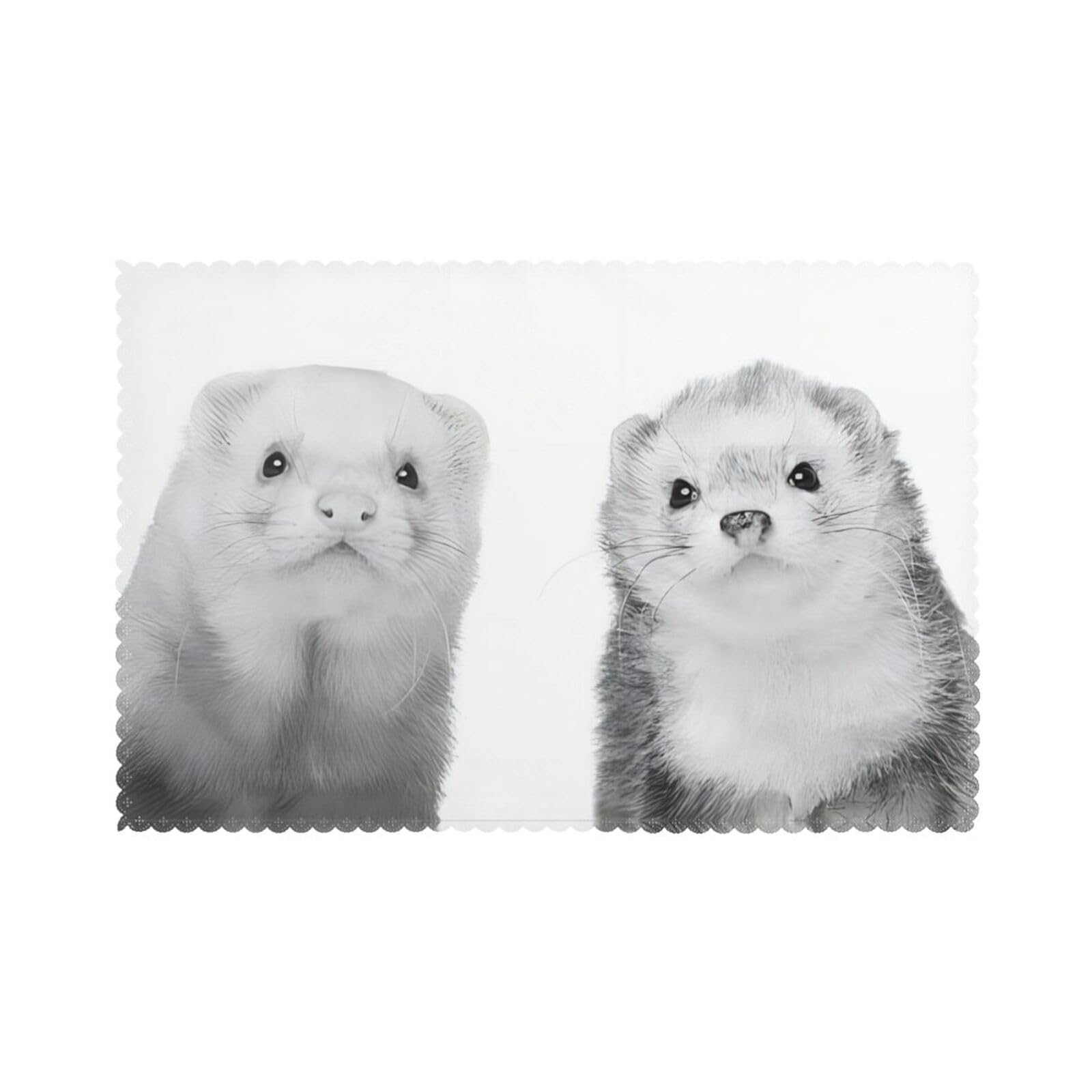 Ferrets Printed table mat set (6 pieces) - Aesthetic upgrade for family gatherings and hotel banquets