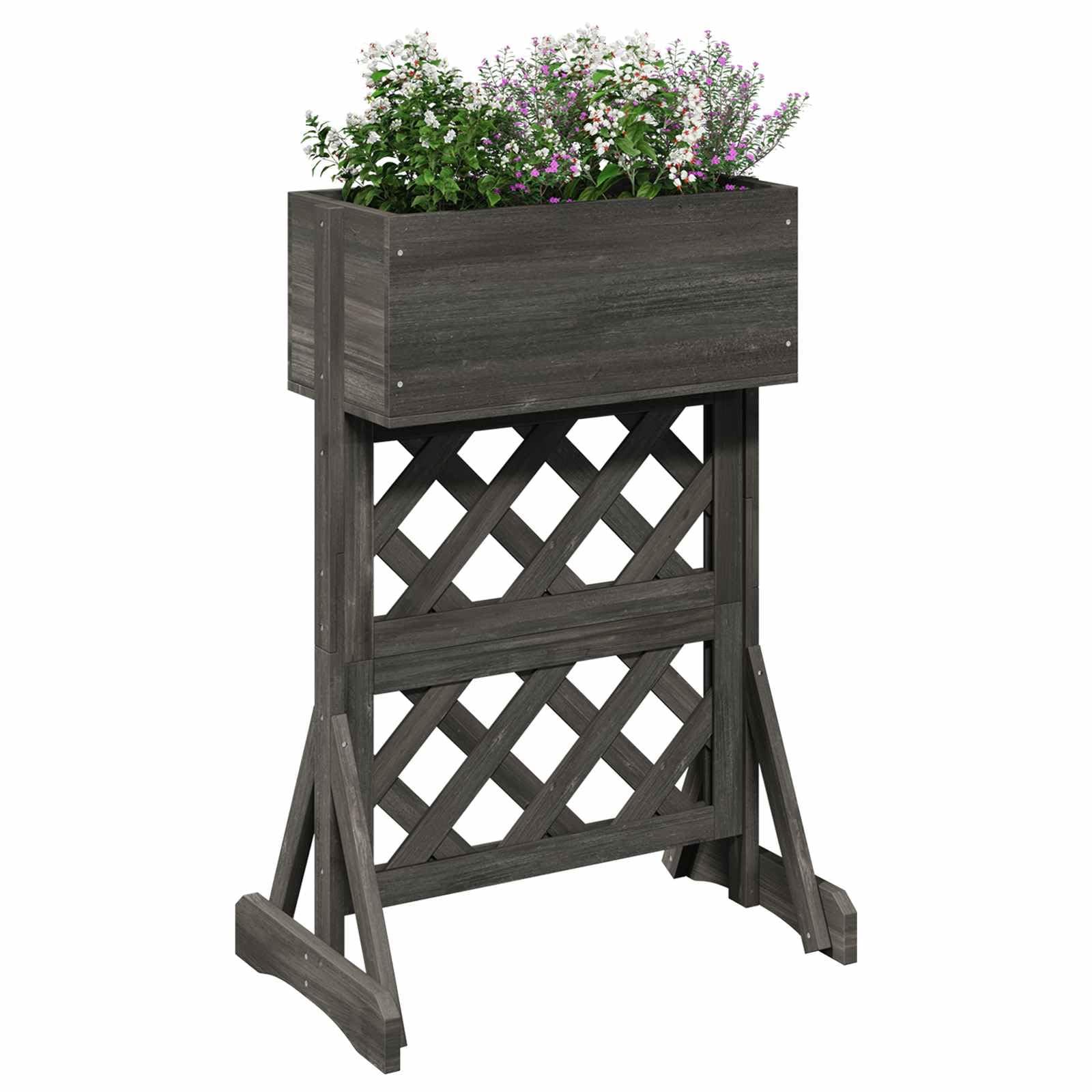 Fioriera con griglia in legno di abete, 48 x 30 x 70 cm | Legno di abete massiccio, resistente alle intemperie, fioriera rialzata, per terrazze e balconi