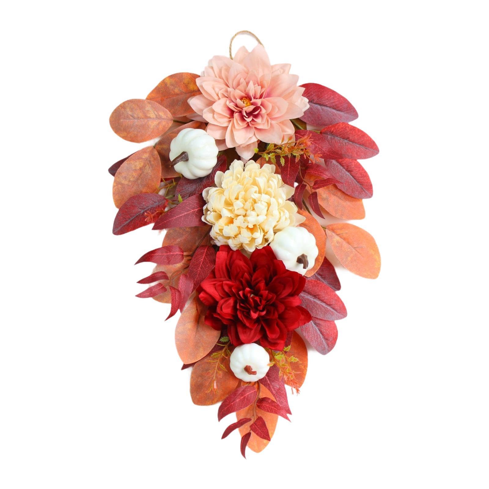 Couronne de Porte D'entrée Rustique, Cadeau D'automne, Fleurs D'automne, pour Fête, Maison, Anniversaire
