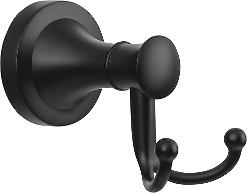 Gancho negro para toallas de baño, gancho negro mate para bata de baño, ganchos dobles resistentes para toallas de baño, moderno gancho para ropa