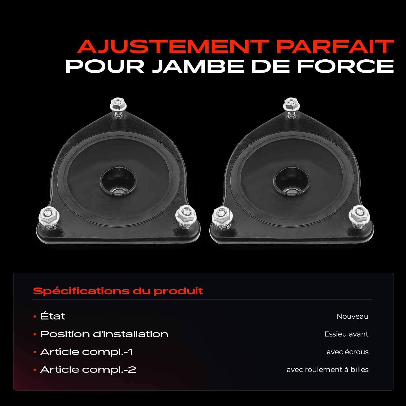 Frankberg 2 roulements de support d'amortisseur pour essieu avant