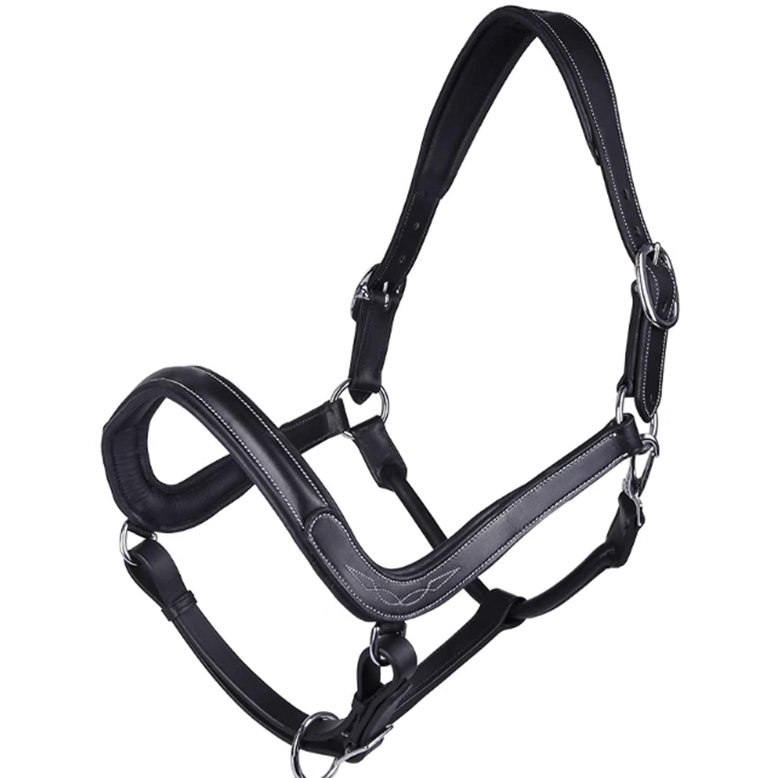 Brida de Caballo Ajustable Brida de Caballo Cómoda de Cuero Ecuestre Forro Antidesgaste Brida Accesorios para Montar (Color : Schwarz, Size : M)