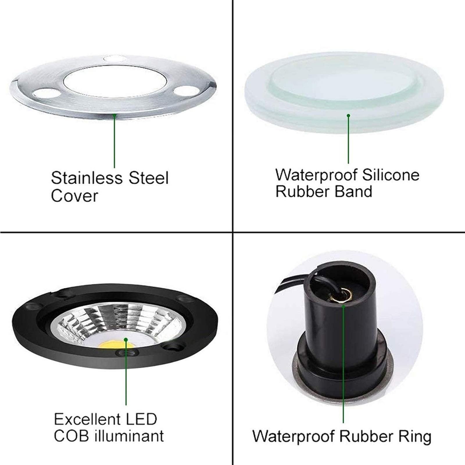 Lot de 4 spots encastrés d'extérieur - Projecteur LED 3W, étanche IP67, idéal for éclairage de sol, terrasse, jardin ou allée.(RGB,12V)