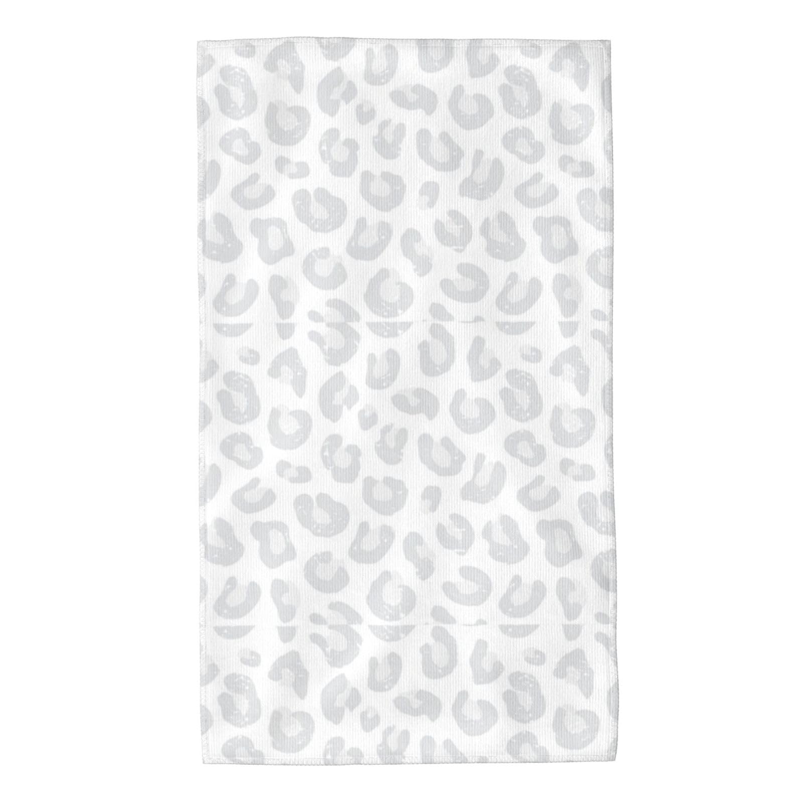 Anceky Leopard Print Silver Gray and White Towels Absorbent Quick Drying Hand Towels for Face Hair Bath 27.5x16in