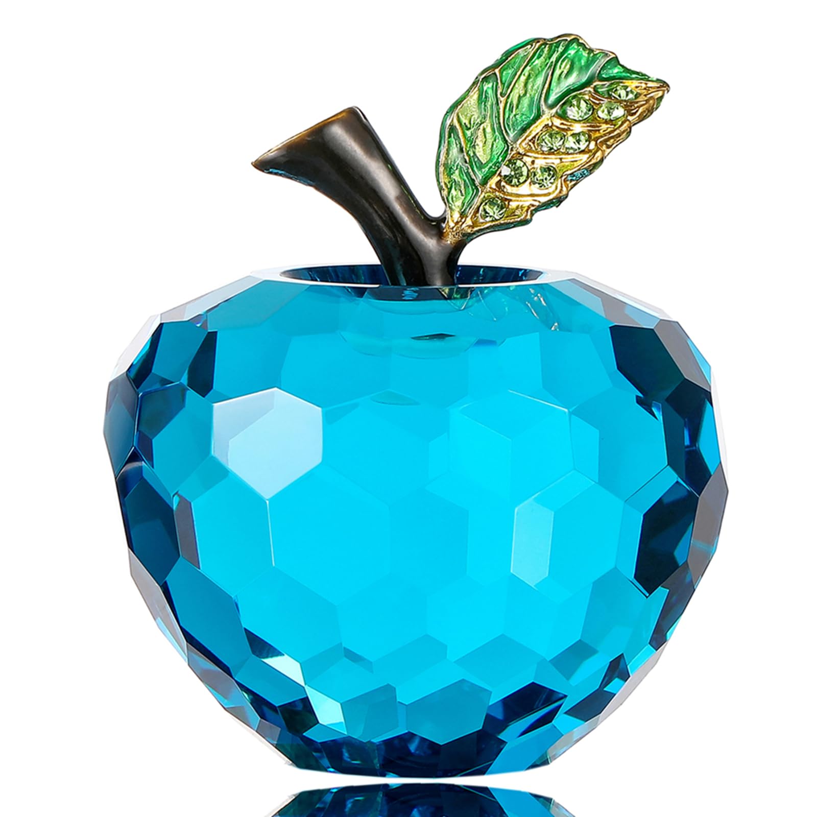 Vie Jeune Blue-60Mm Crystal Apple Figurine Paperweight, Handmade Statue Ornament Home Decoration, Collectible Crystal Crafts, Come With Gift Box, Great Gift For Birthday Holidays Christmas (Blue-60Mm)