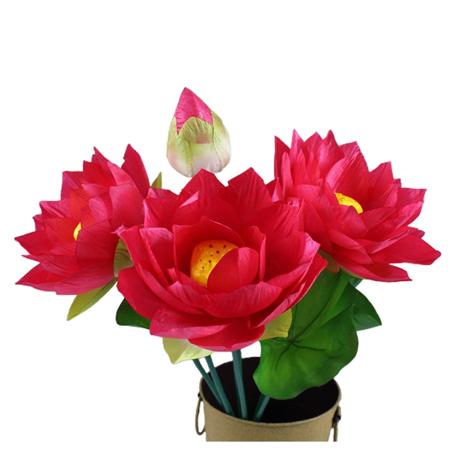 DUNSBY Artificial Lotus 1pc Artificial Flower Lotus Fake Silk For Wedding Ceremony Decor Home Garden Bouquet(Mei red)