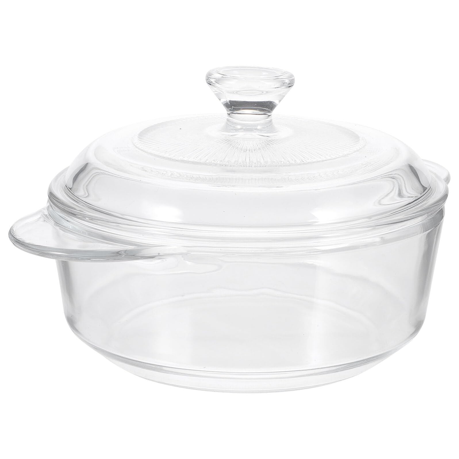 Toyvian Olla de Vidrio Templado con Tapa y Doble Asa Resistente al Calor para Guisos Caseros y Cocina Horno y Microondas
