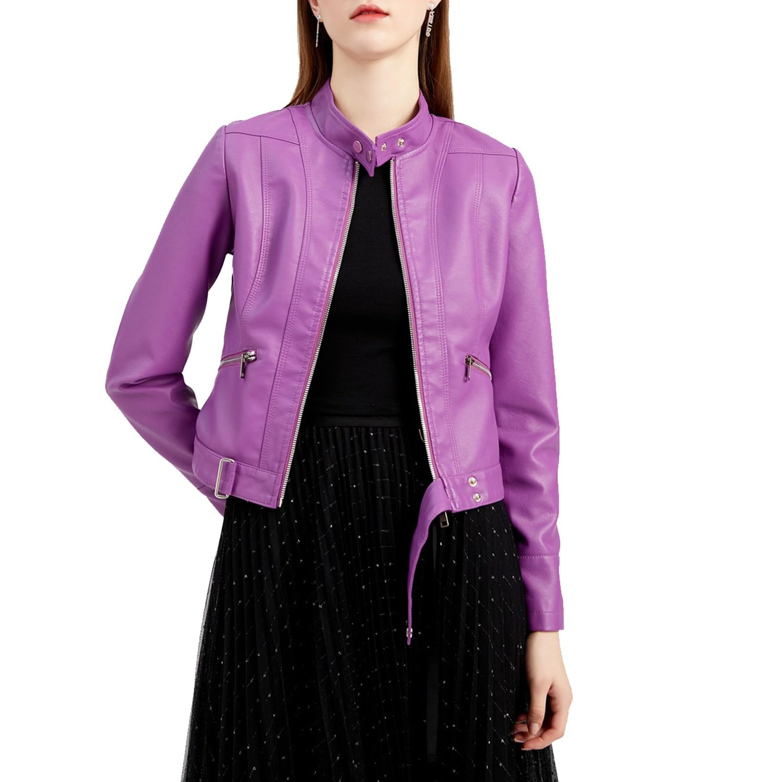 Chaqueta De Piel Sintética para Mujer, Blazer De Manga Larga Entallado para Un Look Casual, De Negocios, Entrevista O Semiformal