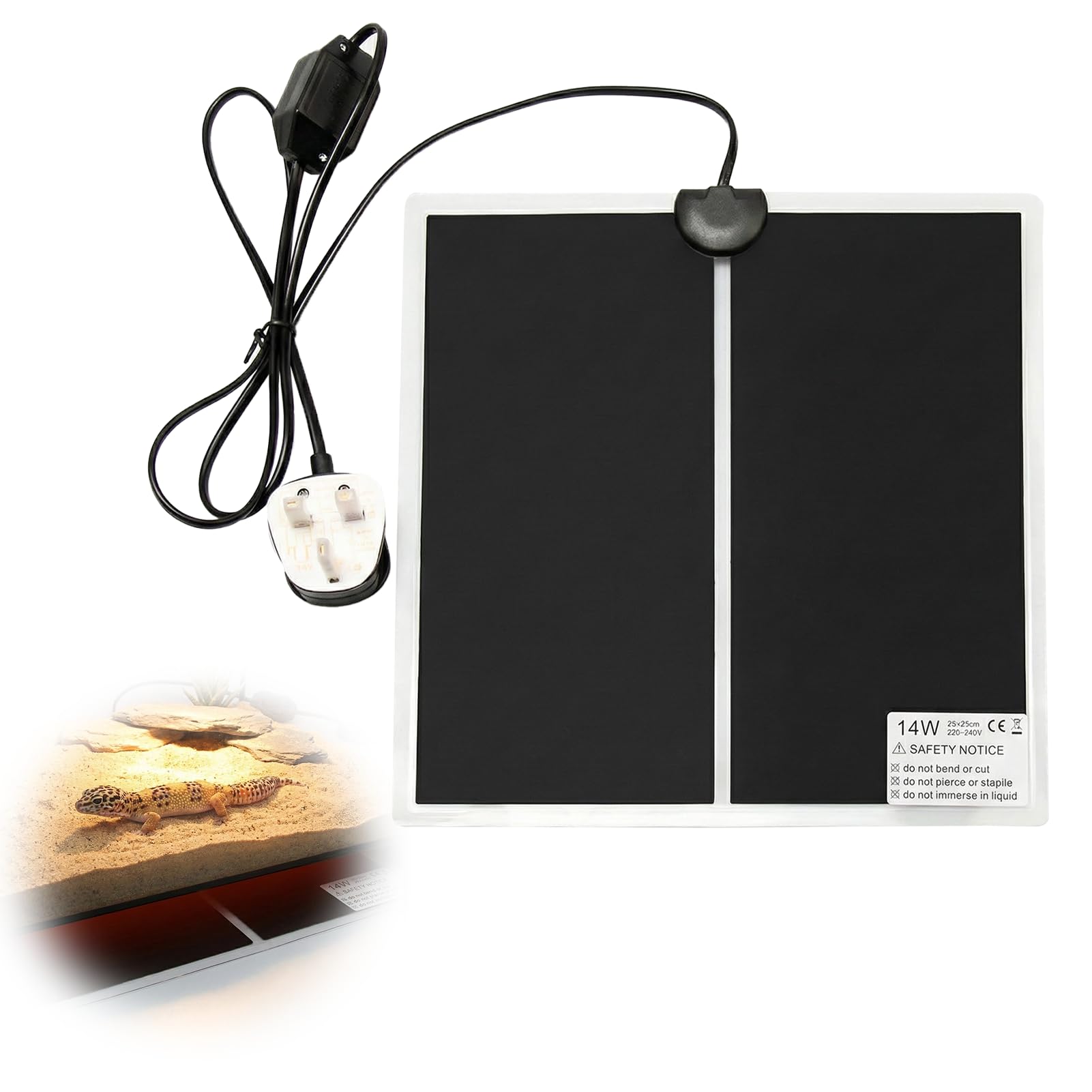 Wriligel Reptile Heat Mat, Manual Adjustable Terrarium Heat Mats, Small Heat Mat for Tortoise Snake Lizard Gecko Turtle and Amphibian Enclosures(14W, 11x11 inches)
