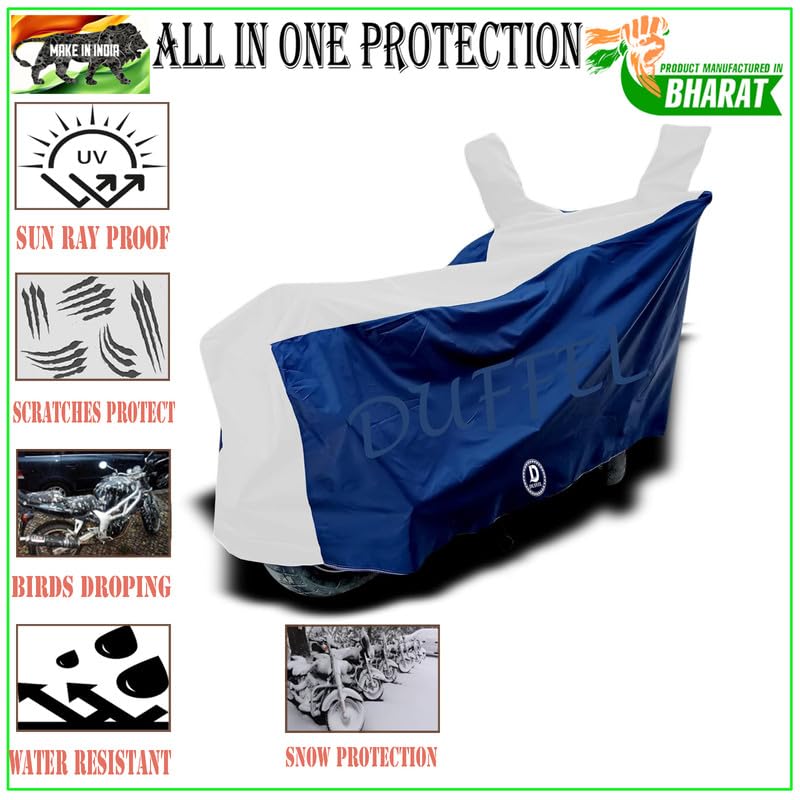 Image of DUFFEL-Two Wheeler Bike Cover Compatible for Tvs Apache 3 Bs6 Heat Protectio /UV-Rays /Birds Dropping /DustProof /Waterproof Indoor Outdoor and Parking Full Protection All Variants [White Patta]