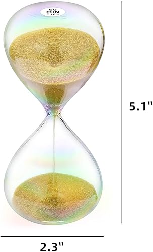 Miniatura 7 de Reloj de arena de 60 minutos con cristal de 7 colores y reloj de arena dorada, reloj de arena grande de 60 minutos, reloj de arena de 60 minutos,