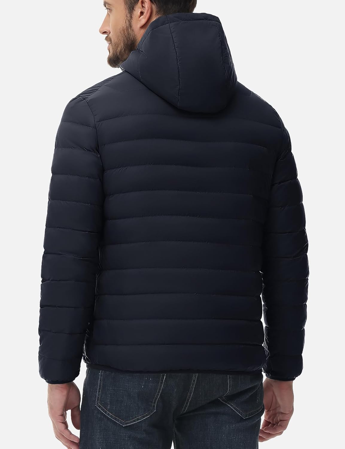 Rdruko Men's Down Puffer Jacket with Hood Packable Lightweight Puffy Winter Coat Hooded - Image 2