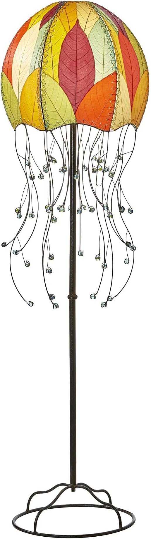 Eangee Home Design Jellyfish Large Floor Lamp Multi Shade Made of Real Cocoa Leaves 15 Inches Length x 15 Inches Width x 64 Inches Height (399 m)