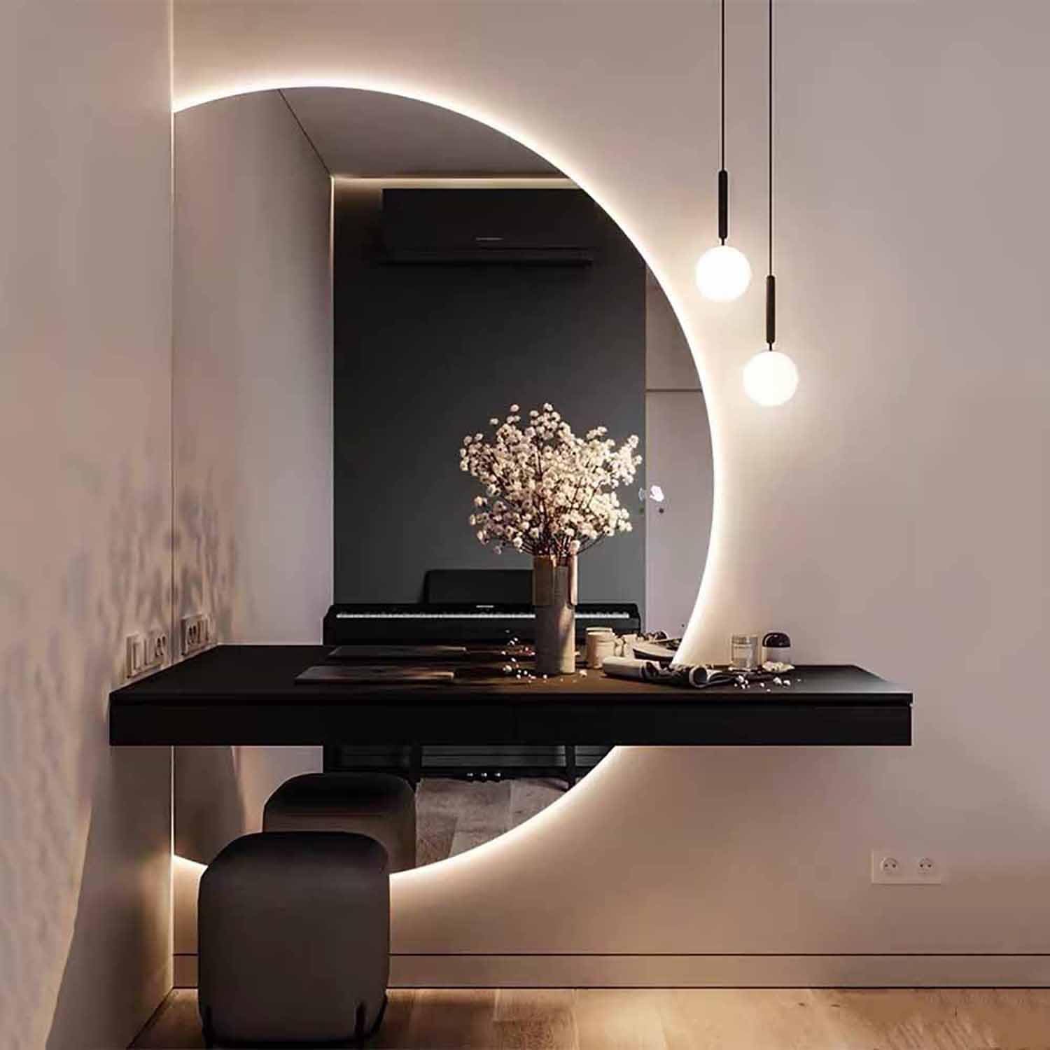 FGXHHS Dimmable Anti-Fog LED with Backlit Design for Modern Home Decor