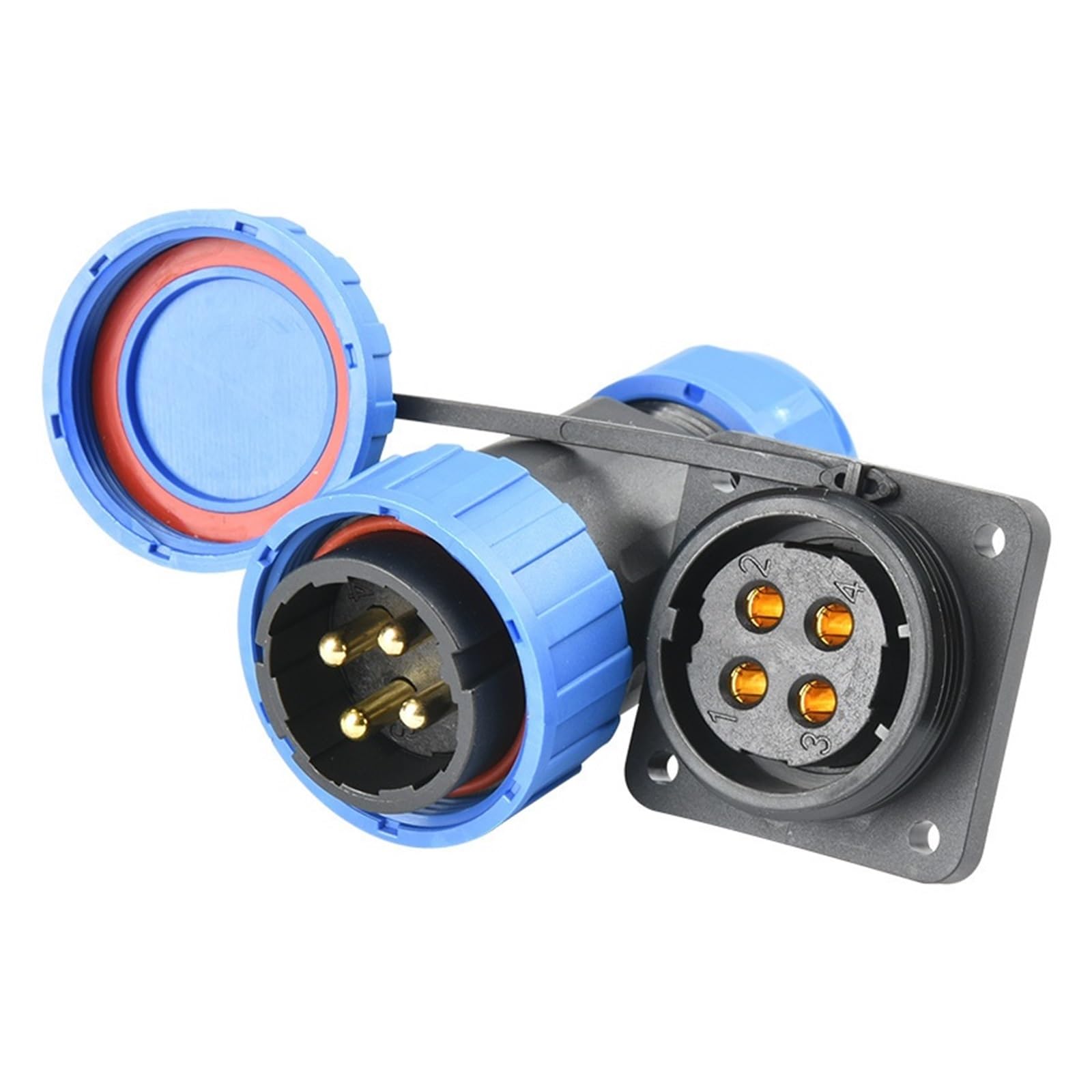 Conector de aviación sin soldadura, macho y hembra, conector industrial impermeable, conector de alimentación LD20 de 3/4/5 pines.(Ld24-3coresquare)