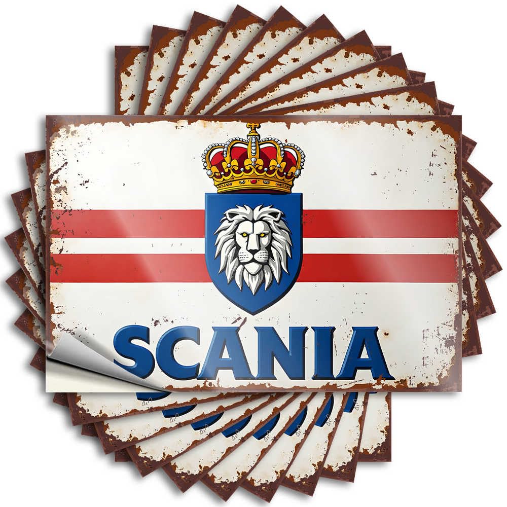 Decals Bookish Lake Waterproof - Scania: Crowned Lion On Red and White Stripes Tumbler Self Adhesive Decal for Science Use(8X12CM)