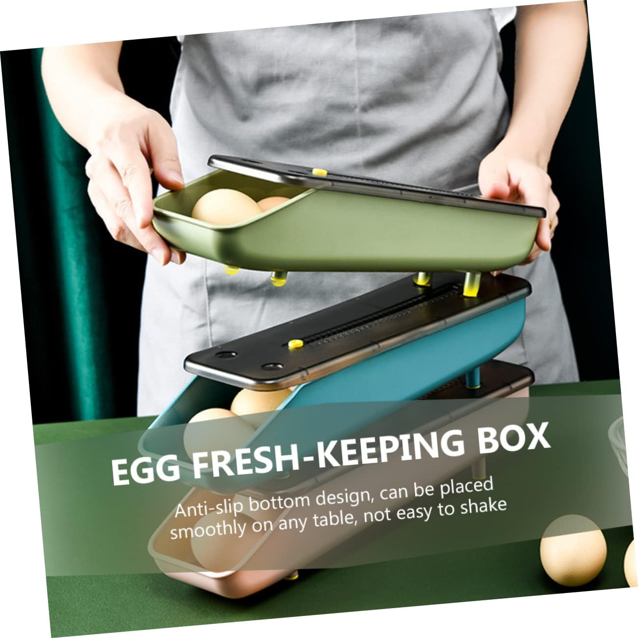 2pcs Stackable Plastic Holder Portable Refrigerator Storage Box Design Space-saving Organizer for Kitchen and Fridge Chicken Tray