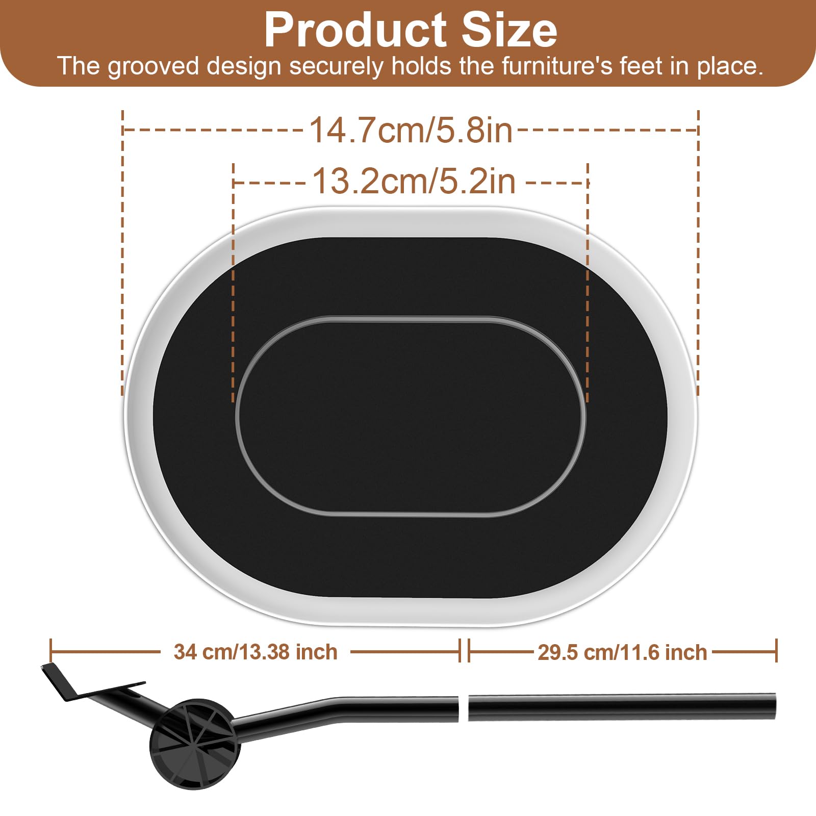 NIUXX 8Pcs Reusable Furniture Sliders for Carpet Moving Gliders with Grooved, Oval Furniture Mover Sliders with Pry Bar - Image 2