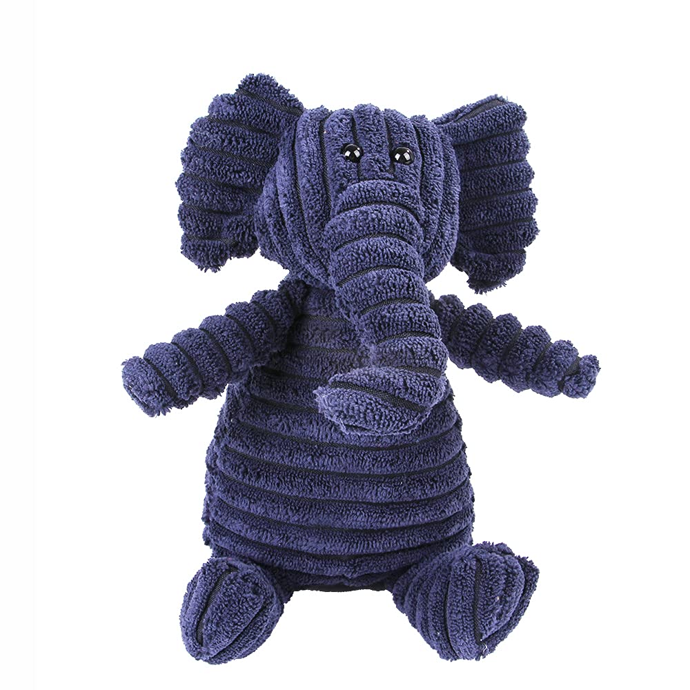 NeoStyleDog Toys,Plush Corduroy Durable Dog Toy,Squeaky Plush Toys,Puzzle Toy for Dogs,Molar Training Toy,Funny Chew Durable Interactive Cotton Toys,Large Dog Teething Toys (Dark Blue Elephant)