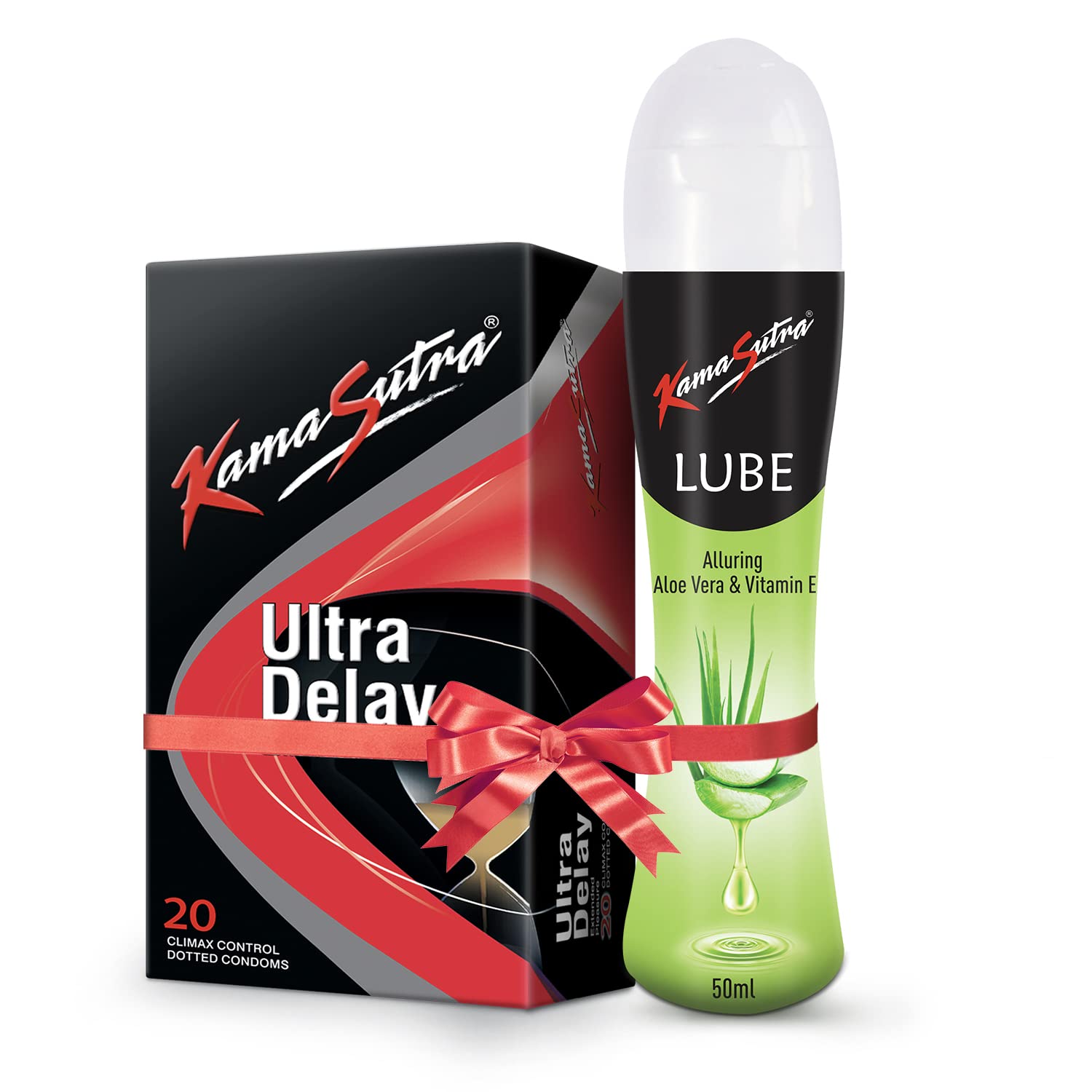 KamaSutra Ultradelay Extra time Condoms for men Count 20 with Aloe Vera Lube Water Lubricant 50ml