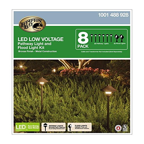 Hampton Bay Low-Voltage Led Bronze Outdoor Light Kit (8-Pack), 22.38"H X 3.5"D X 5"W #TOP2