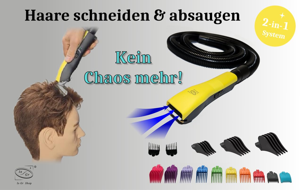Hair Easy Cut Haarschneider mit Absaugung – Endlich kein Haar-Chaos | Staubsauger Anschluss für maximale Saugkraft | Bis zu 51 mm Schnittlänge | Für sauberes Haareschneiden Zuhause