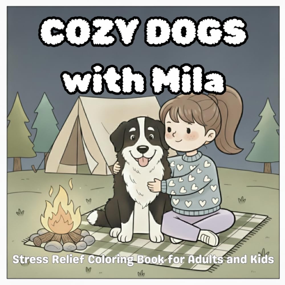 Cozy Dogs with Mila: Stress Relief Coloring Book for dogs lovers of all ages.