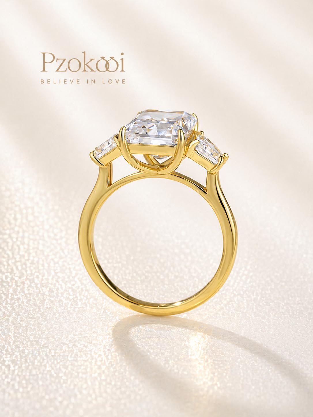 4.5CT Radiant Cut Engagement Ring for Women,925 Sterling Silver Three Stone CZ Simulated Diamond Promise Ring for Wedding,Travel,Daily